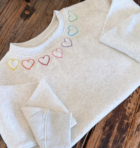 The Rainbow Heart Handstitched Sweatshirt // Adult