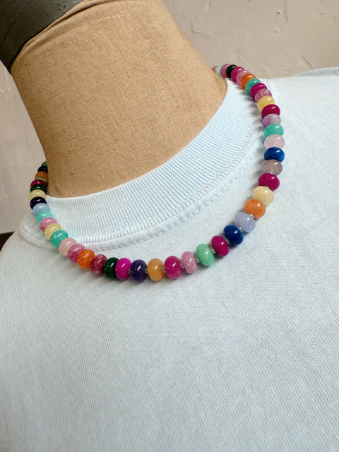 Earth Tone Hand Beaded Multi Color Necklace