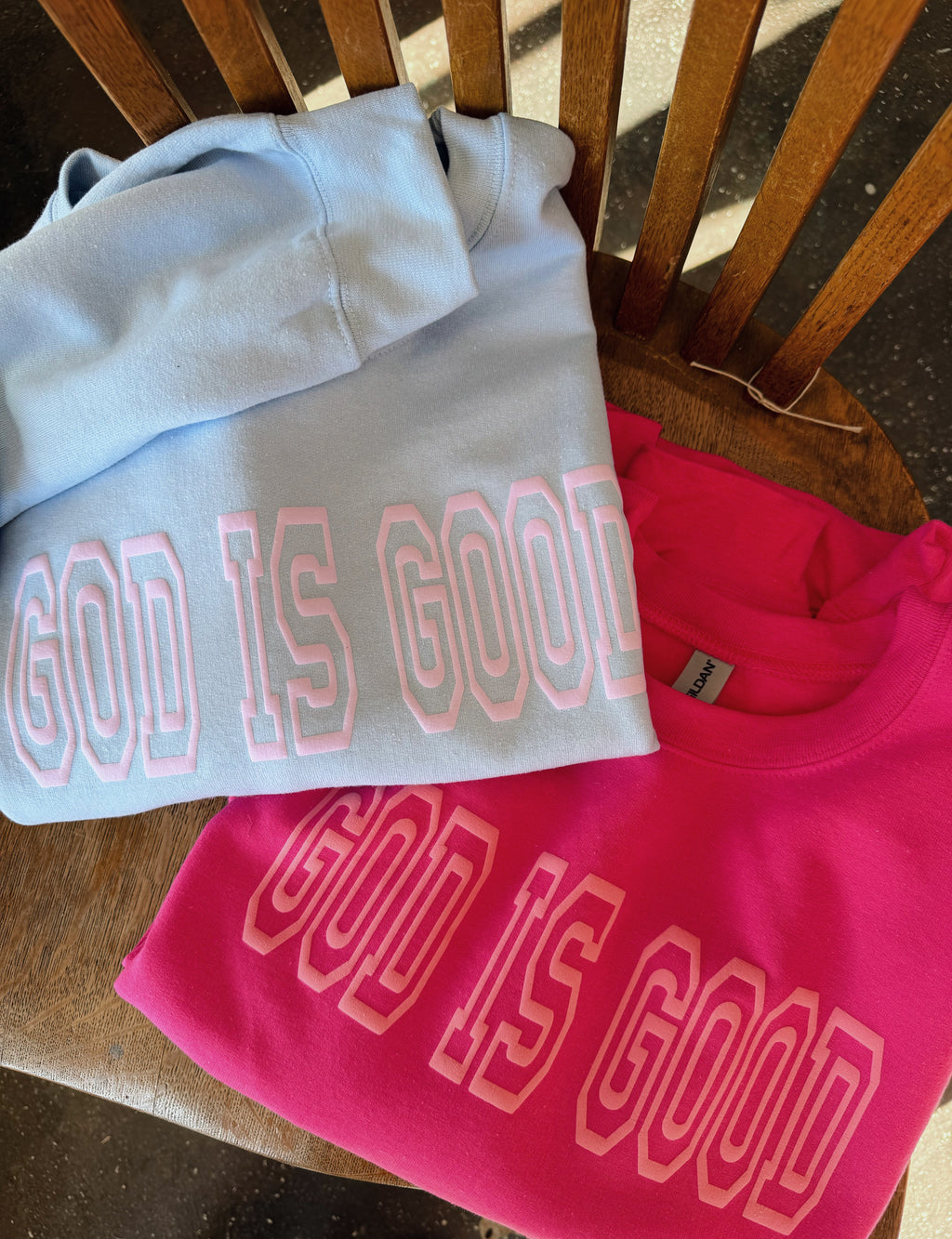 God is Good Sweatshirt / Lavender on Light Blue PREORDER