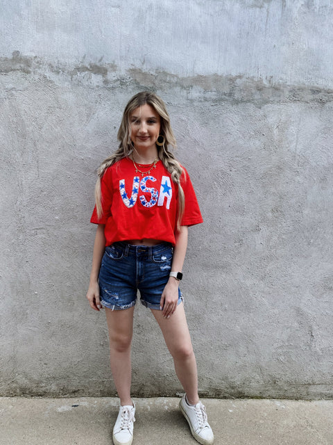The USA Applique Tee / Red