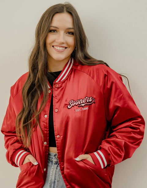 The OU Sooners Embroidered Satin Jacket // PREORDER