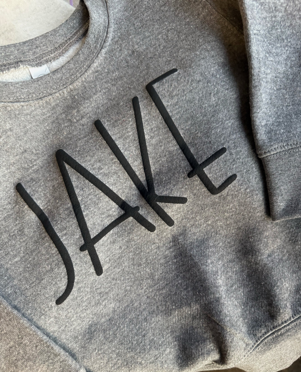 Custom Name Sweatshirt / Black on Dark Heather Gray