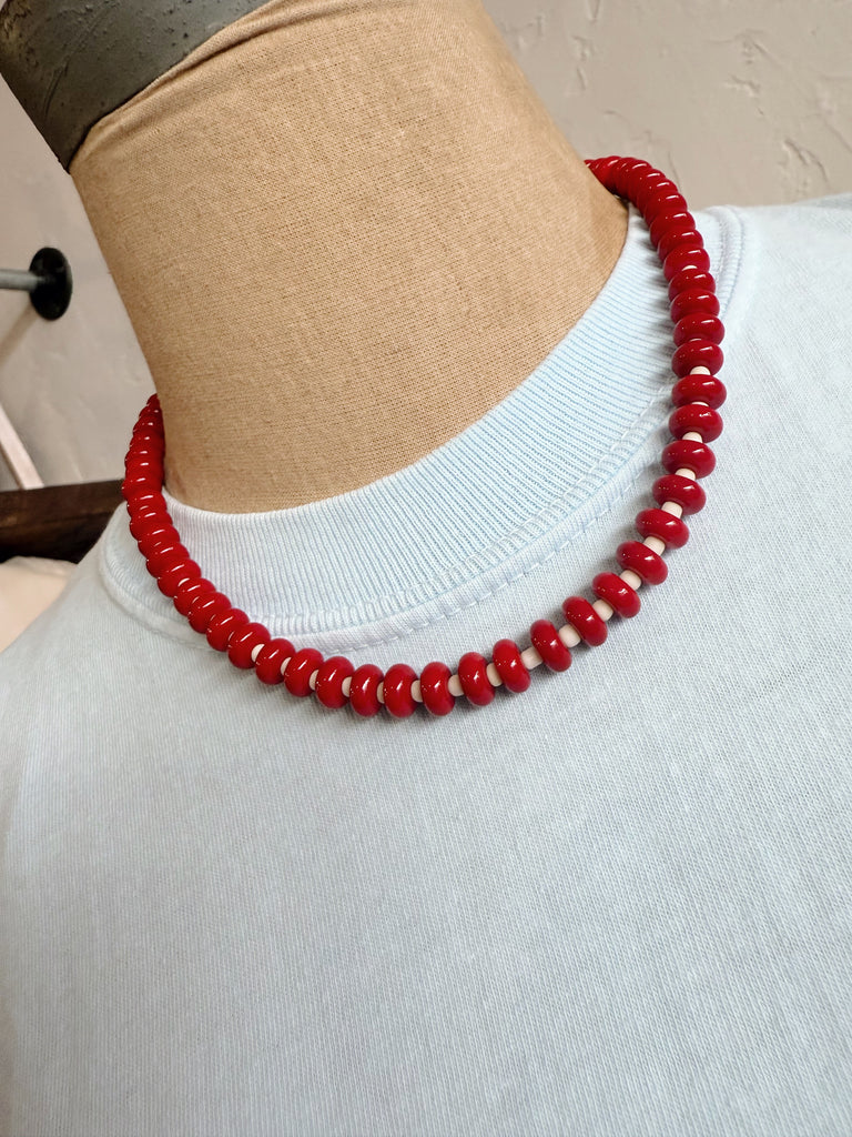 Red Hand Beaded Necklace