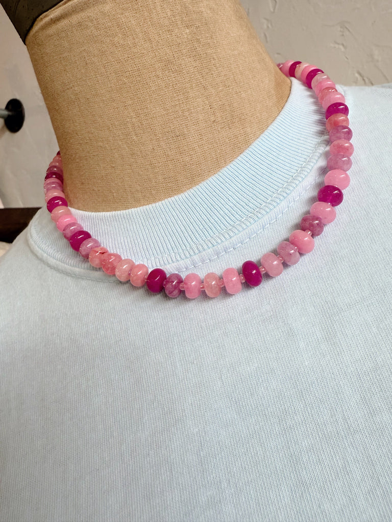 Shades of Pink Hand Beaded Necklace