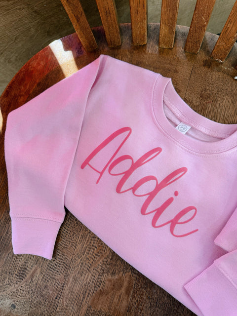 CUSTOM Name Sweatshirt / pink on pink